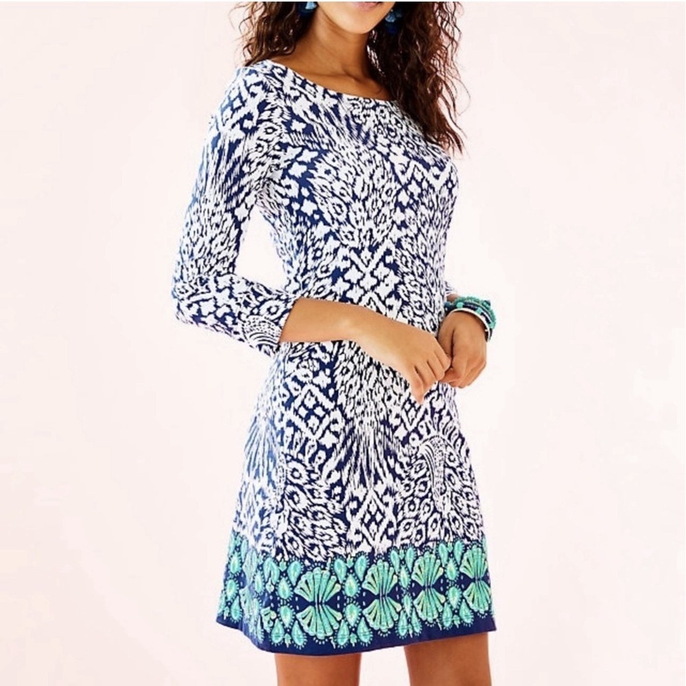 Lilly Pulitzer Hollee Pineapple Party Bright Navy Engineere Dress NWT Sz M